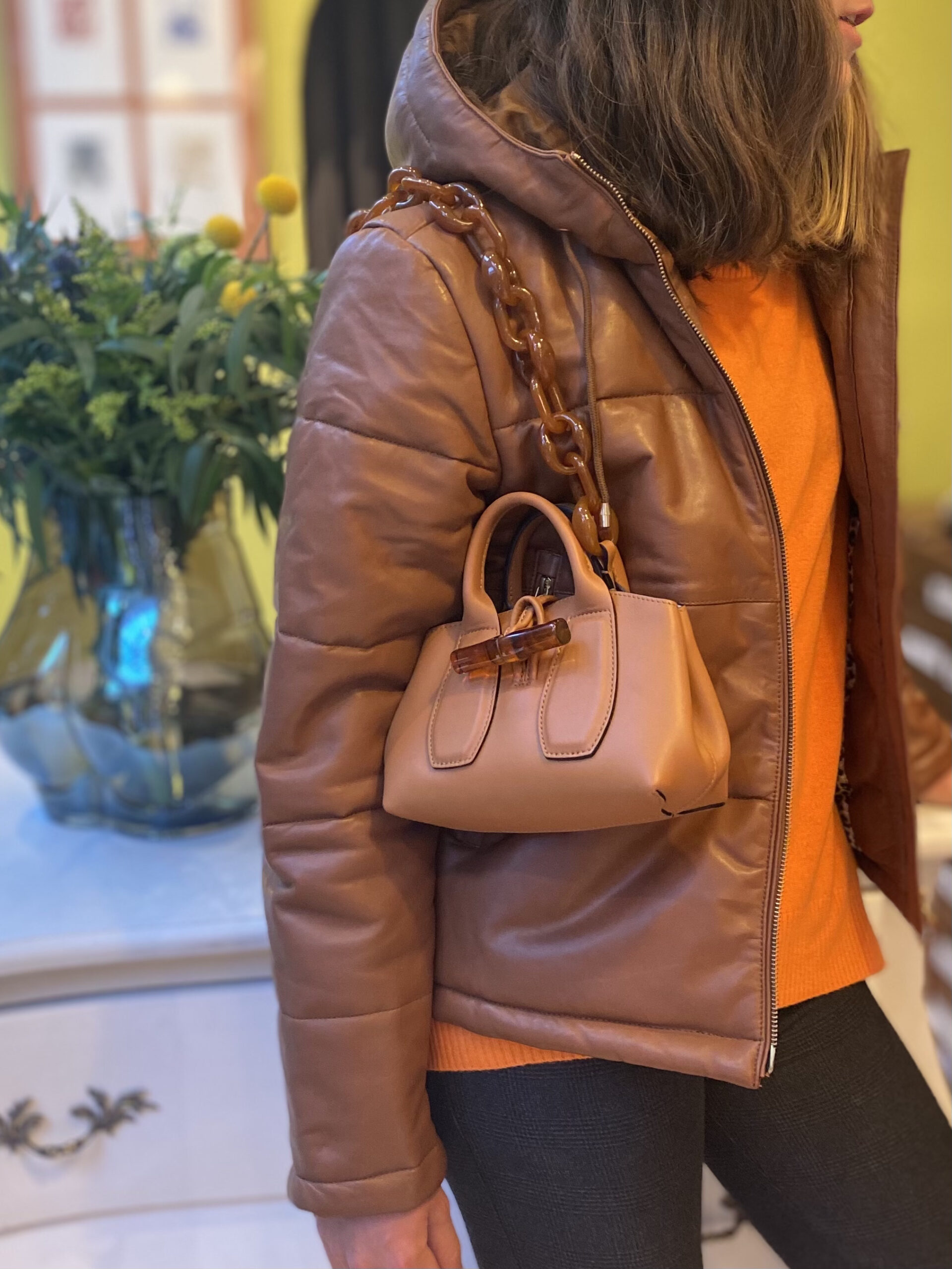 XS Roseau Leather Top Handle Bag