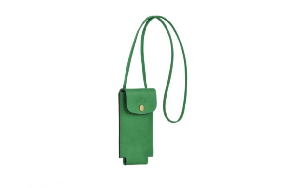 Longchamp Ireland green leather phone holder case