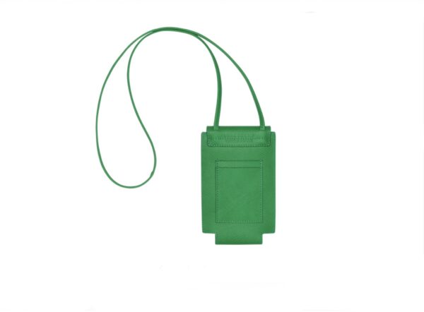 Longchamp Ireland green leather phone holder case