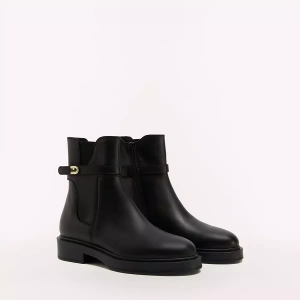 FURLA LEGACY BLACK TAN LEATHER boot ankle boot