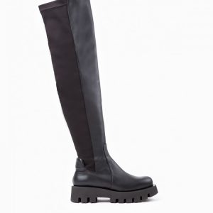 Paloma Barcelo ireland over the knee above de knee chunky boot black leather and fabric