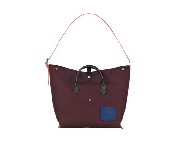 Longchamp ireland, top handle bag , fabric, wool, burgundy, tote, multicolour, longchamp ireland