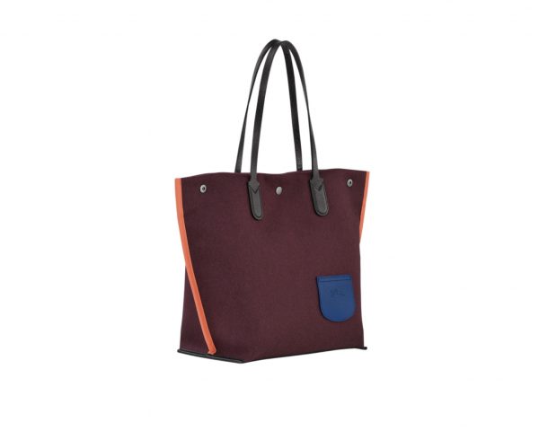 Longchamp ireland large tote burgundy handbag fabric wool handbag