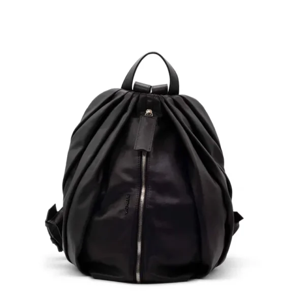 Vic Matie ireland leather backpack demetra zaino Black pleated backpack Vertical front pocket with large metal zip