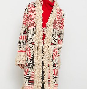 Aldo martins ireland KNIT COAT WITH FRINGES AND CALAR coat
