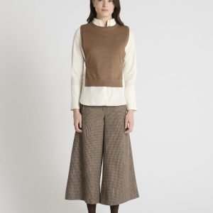 hana san ireland Sleeveless Sweater - Mokin Sweater - brown tan praline
