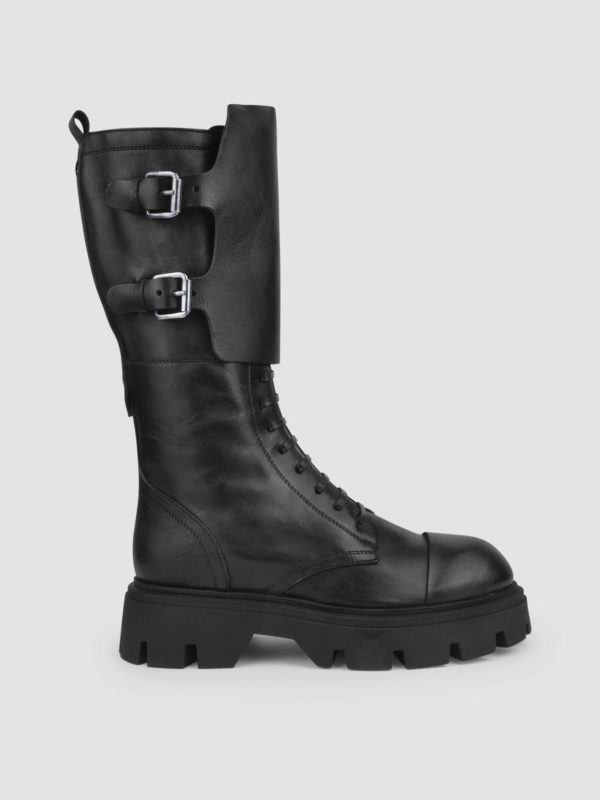 Ernesto dolani ireland DENTE 18 BLACK LEATHER COMBAT BOOTS leather boots