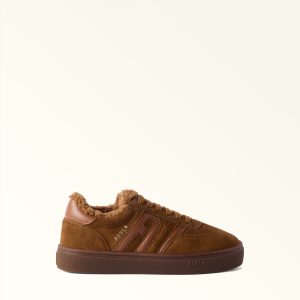 furla allegra cognac sneakers suede fur lining ireland