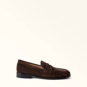 FURLA Suede Soft Leather brown ciocolatto chocolate